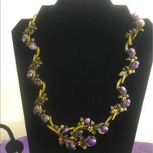 Heidi Daus Necklace Genuine Cape Amethyst & Swarovski Crystals Rare Reduced